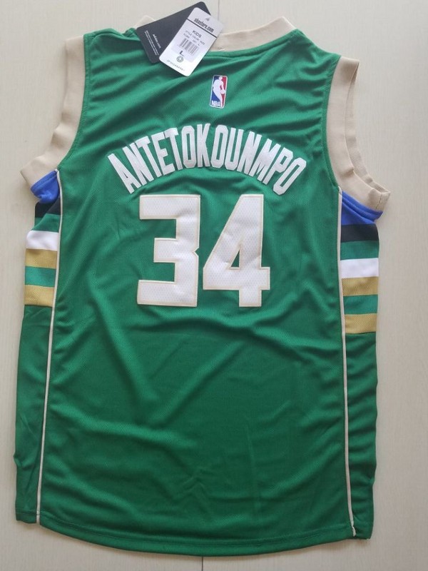 2017 NBA Milwaukee Bucks #34 Giannis Antetokounmpo green kids jerseys